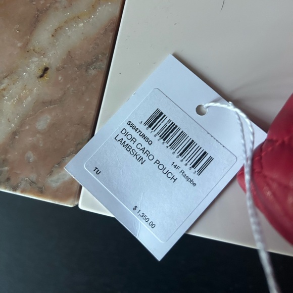 New DIOR Caro Lambskin Pouch ✨ Raspberry Lambskin - Picture 3 of 9